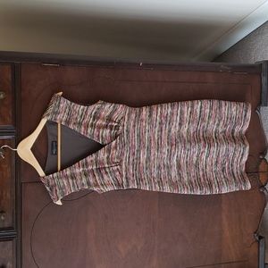 Connected Apparel Party Dress, Varriated Colors, Crossover V neckline, Size 6